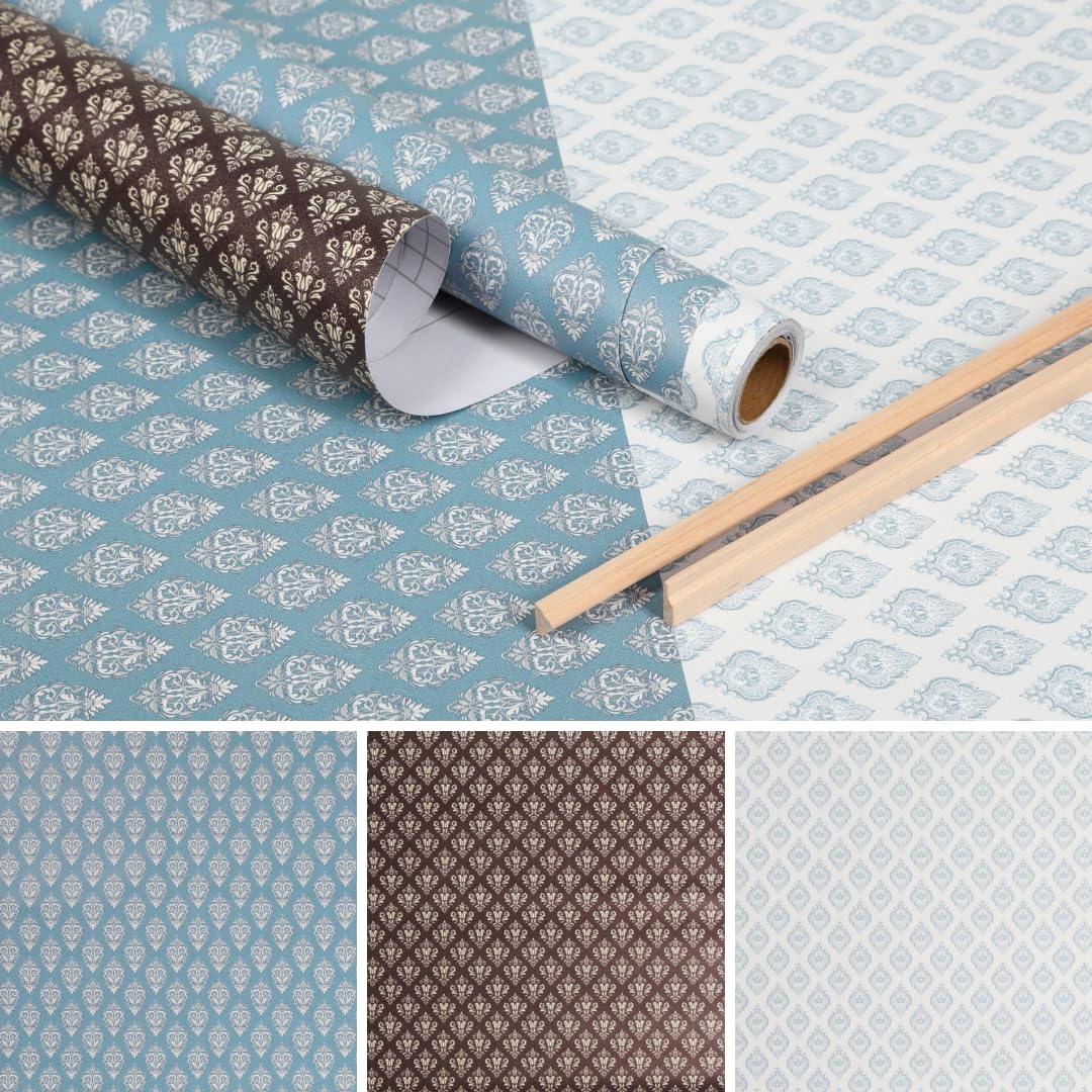 REDUCIO! Dollhouse Peel-and-Stick Wallpaper 1:12 Scale with Skirting Boards & Cornices