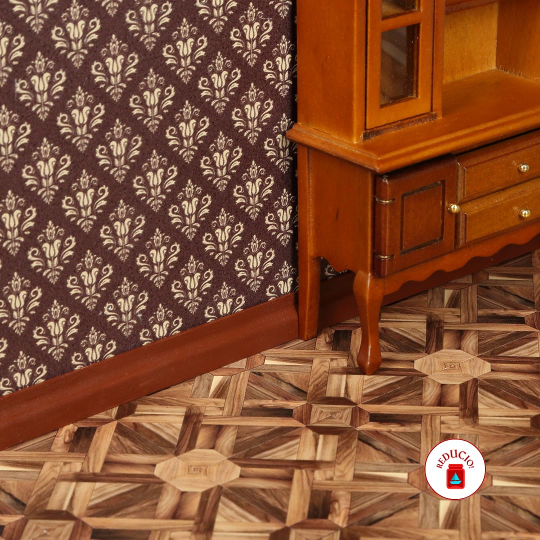 REDUCIO! Dollhouse Peel-and-Stick Wallpaper 1:12 Scale with Skirting Boards & Cornices