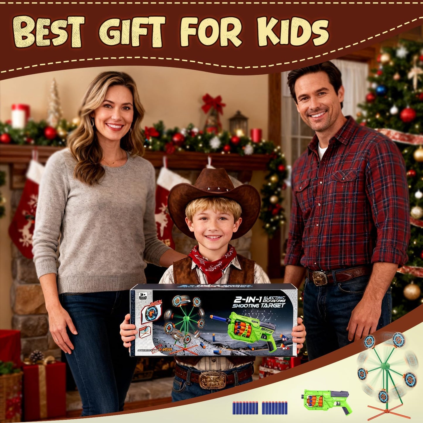 ReechTree Shooting Target Games Set for Nerf Guns – Spinning Auto-Reset Target, 8-RD Drum Blaster (RD-8) – Fun Gift for Kids
