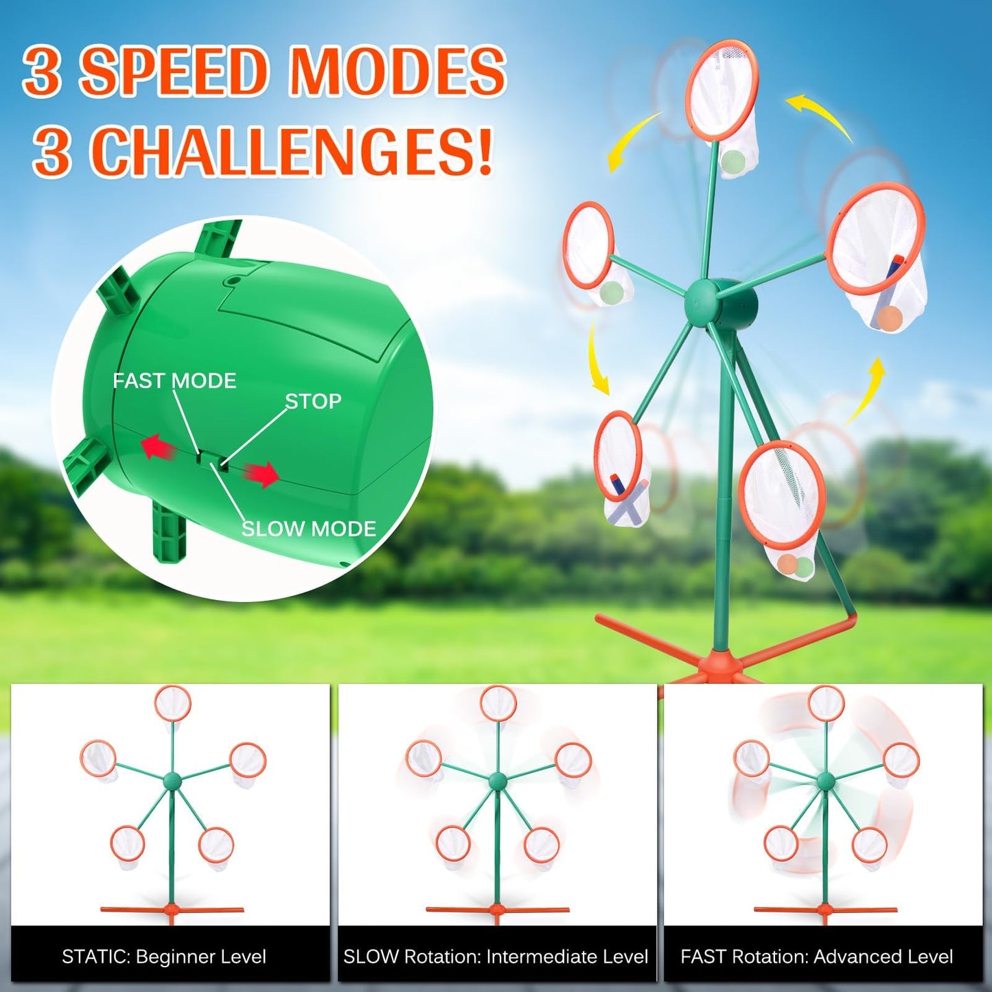 ReechTree Kids Moving Windmill Target – 3-Speed Nerf Blaster Practice Game