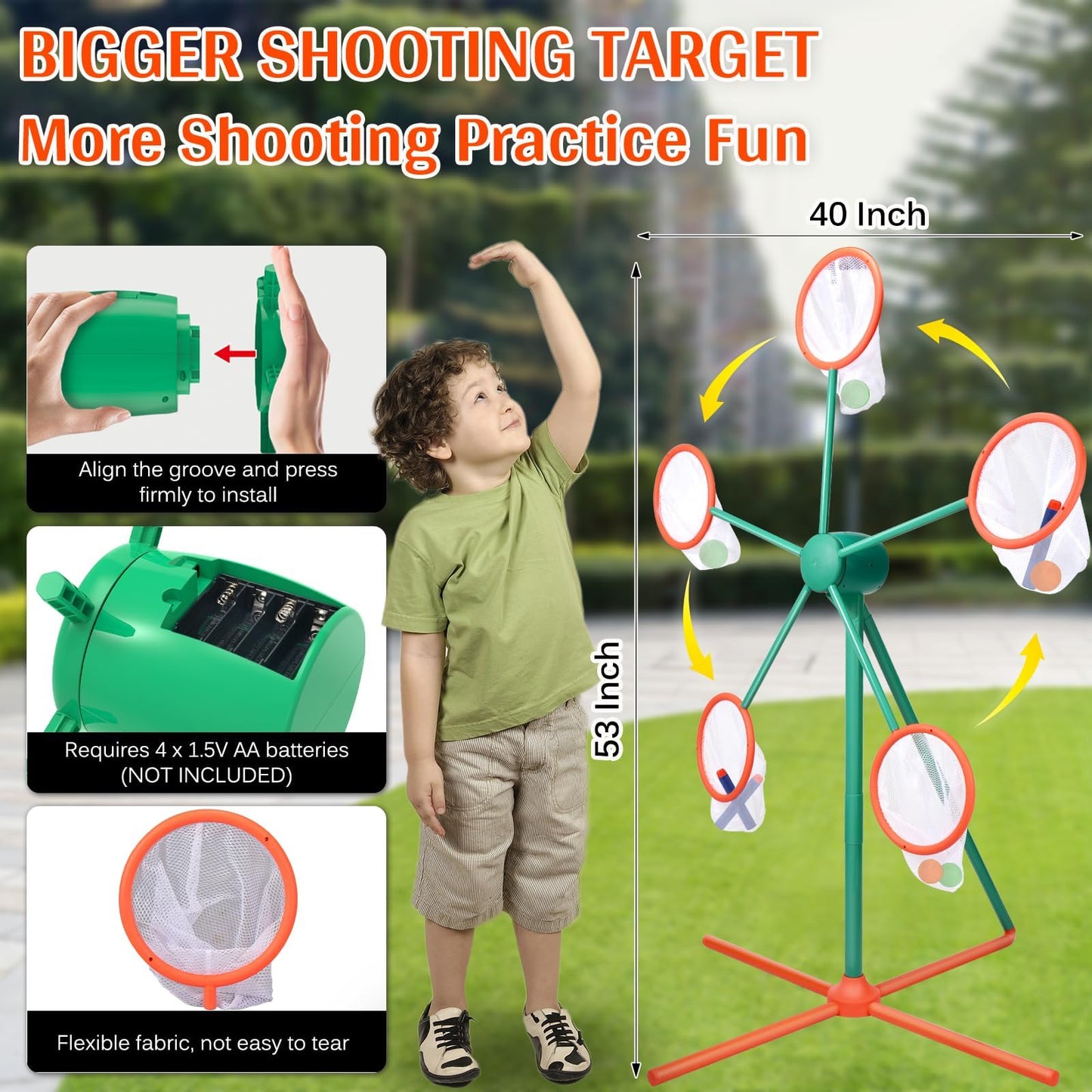 ReechTree Kids Moving Windmill Target – 3-Speed Nerf Blaster Practice Game