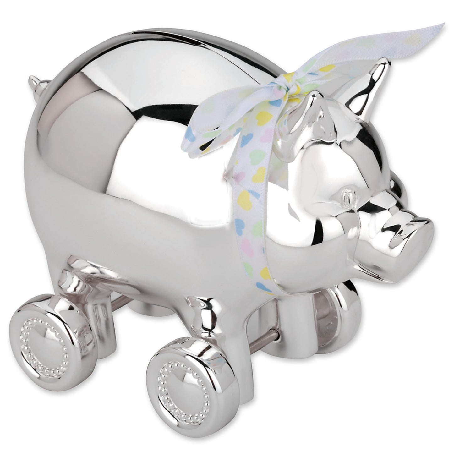 Reed & Barton Piggy with Wheels Silverplate Bank, 1.75 lb