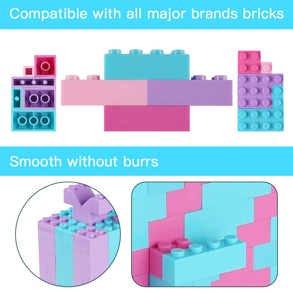 Reenwee Building Bricks Set 1000 Pcs - Pink-Purple, Compatible with All Major Brands