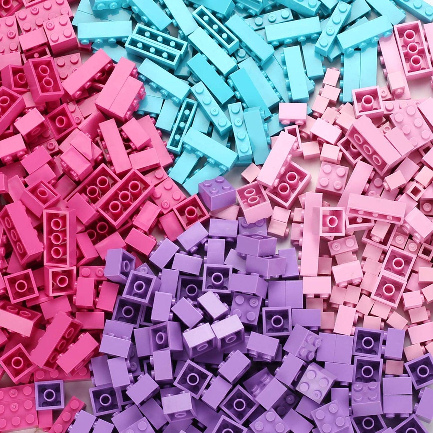 Reenwee Building Bricks Set 1000 Pcs - Pink-Purple, Compatible with All Major Brands
