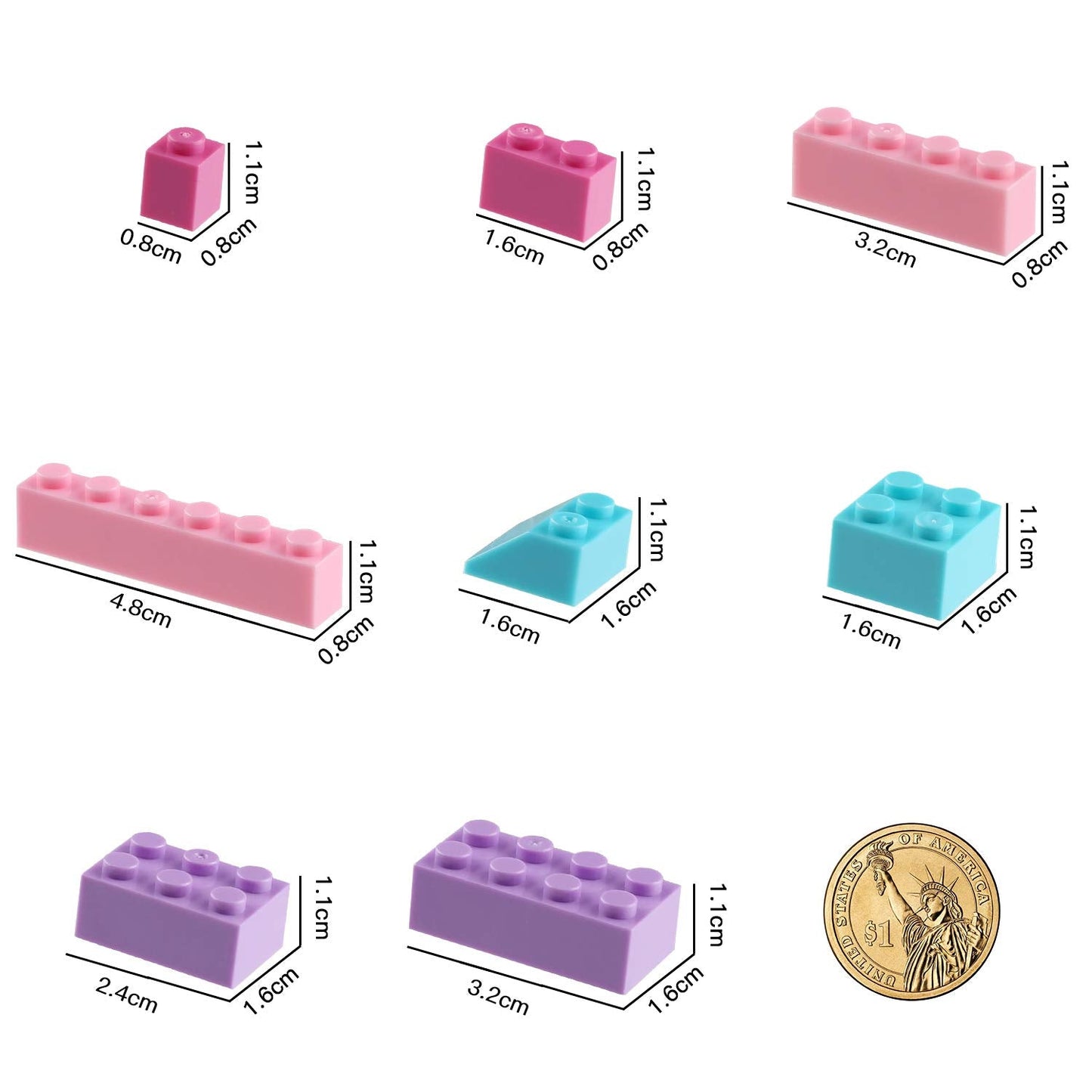 Reenwee Building Bricks Set 1000 Pcs - Pink-Purple, Compatible with All Major Brands