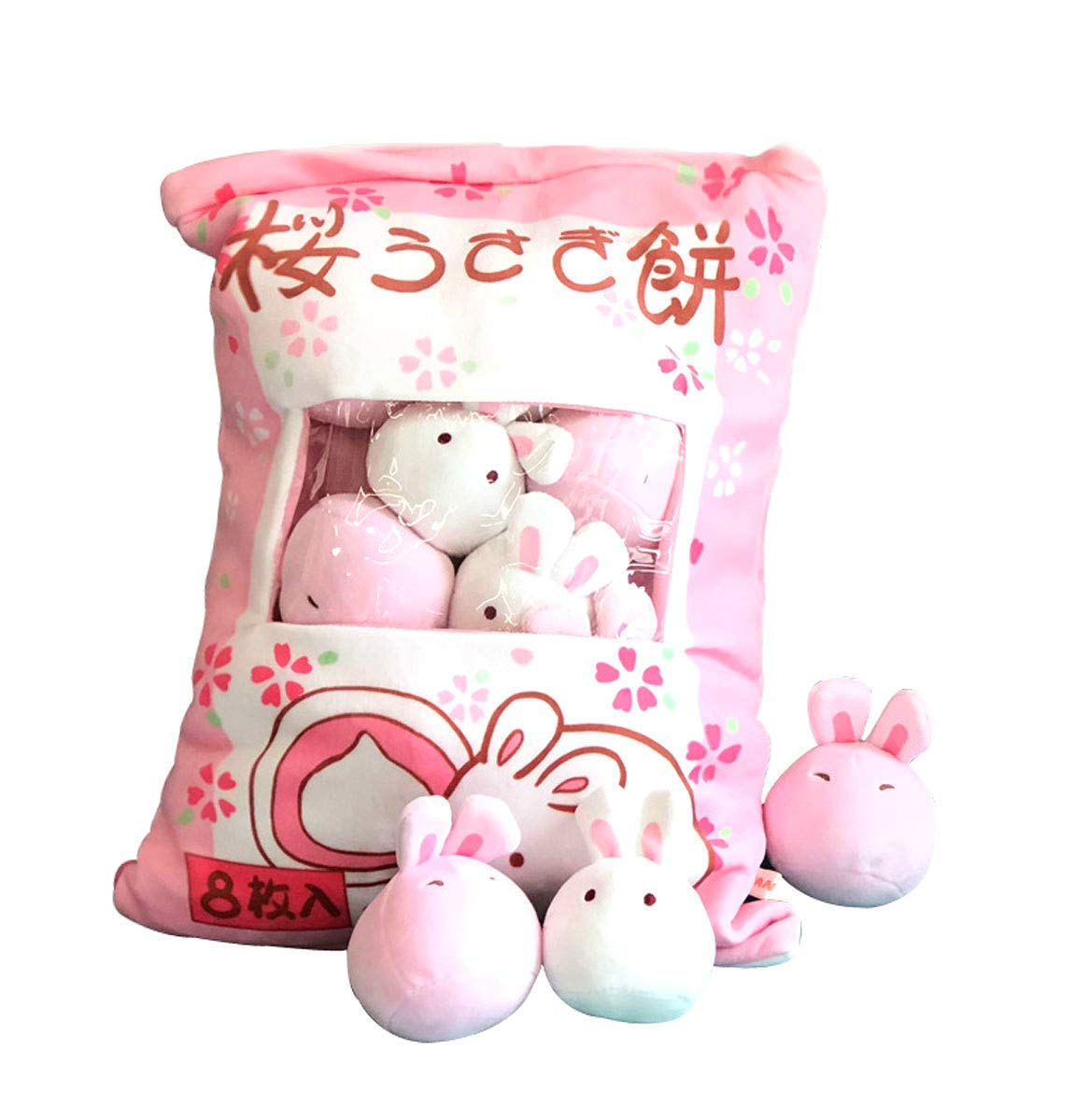 REFAHB Cute Plush Bunny Pillow with Removable Toys | Soft Velvet Throw Pillow for Girls
