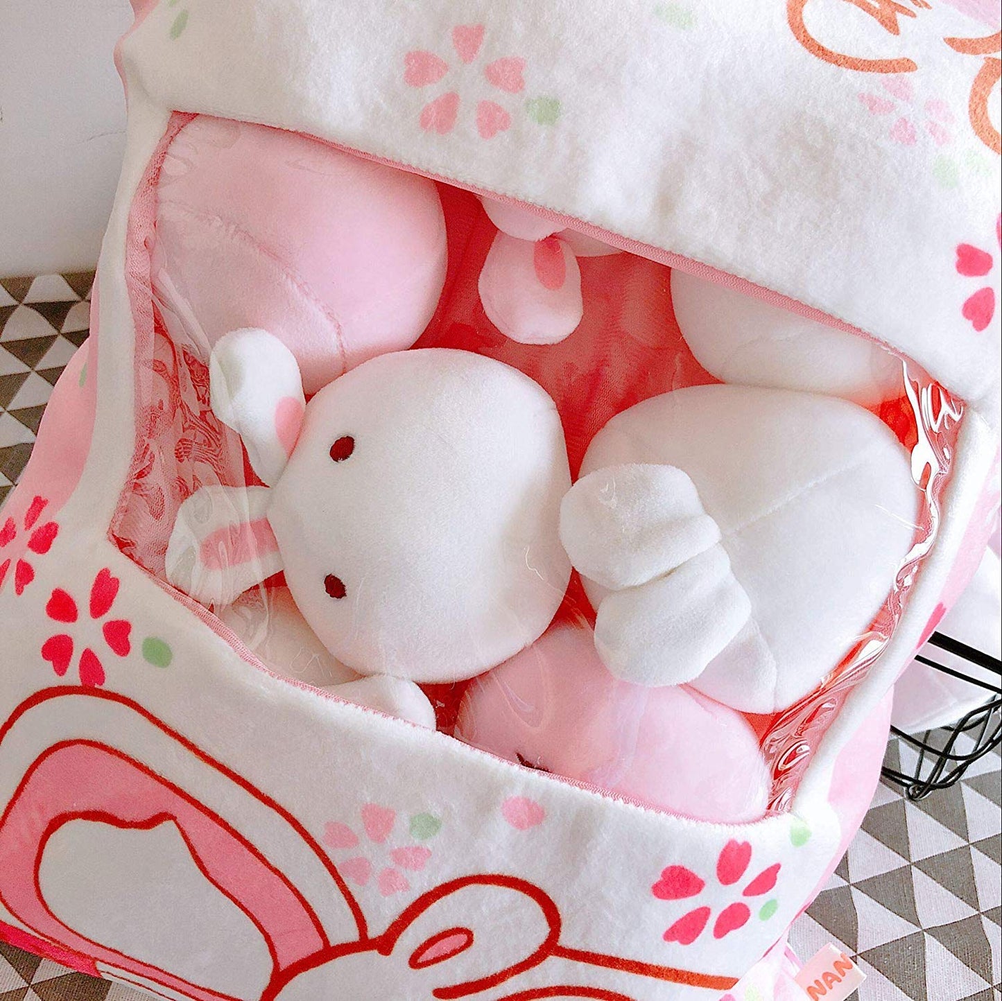 REFAHB Cute Plush Bunny Pillow with Removable Toys | Soft Velvet Throw Pillow for Girls