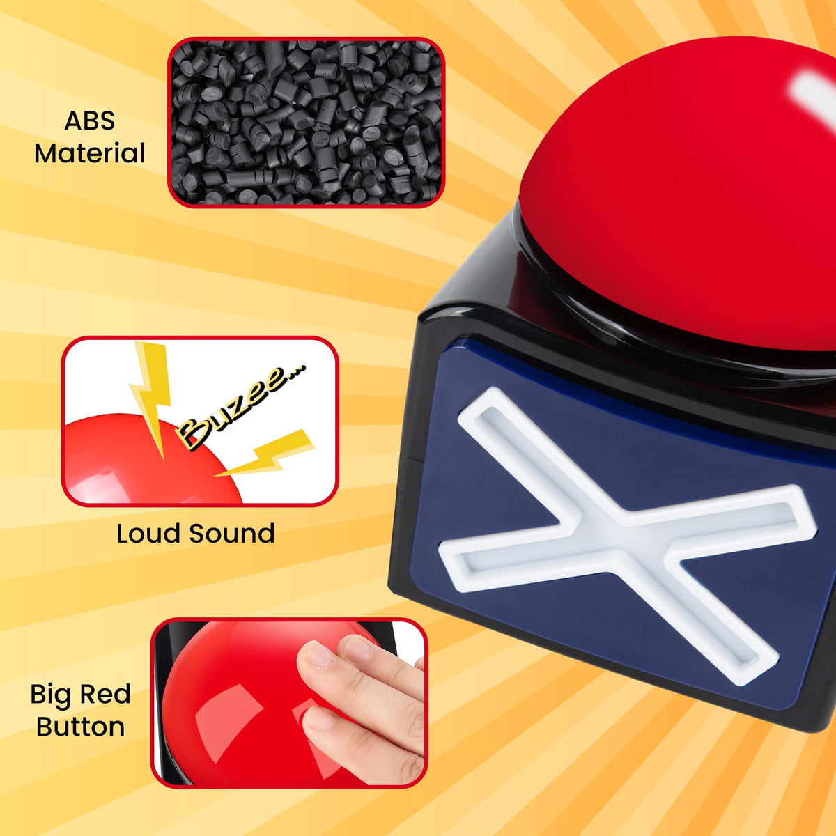 REFARICO 2Pcs Game Buzzers with Lights & Sound – Quiz Buzzers for Family, Classroom & Parties