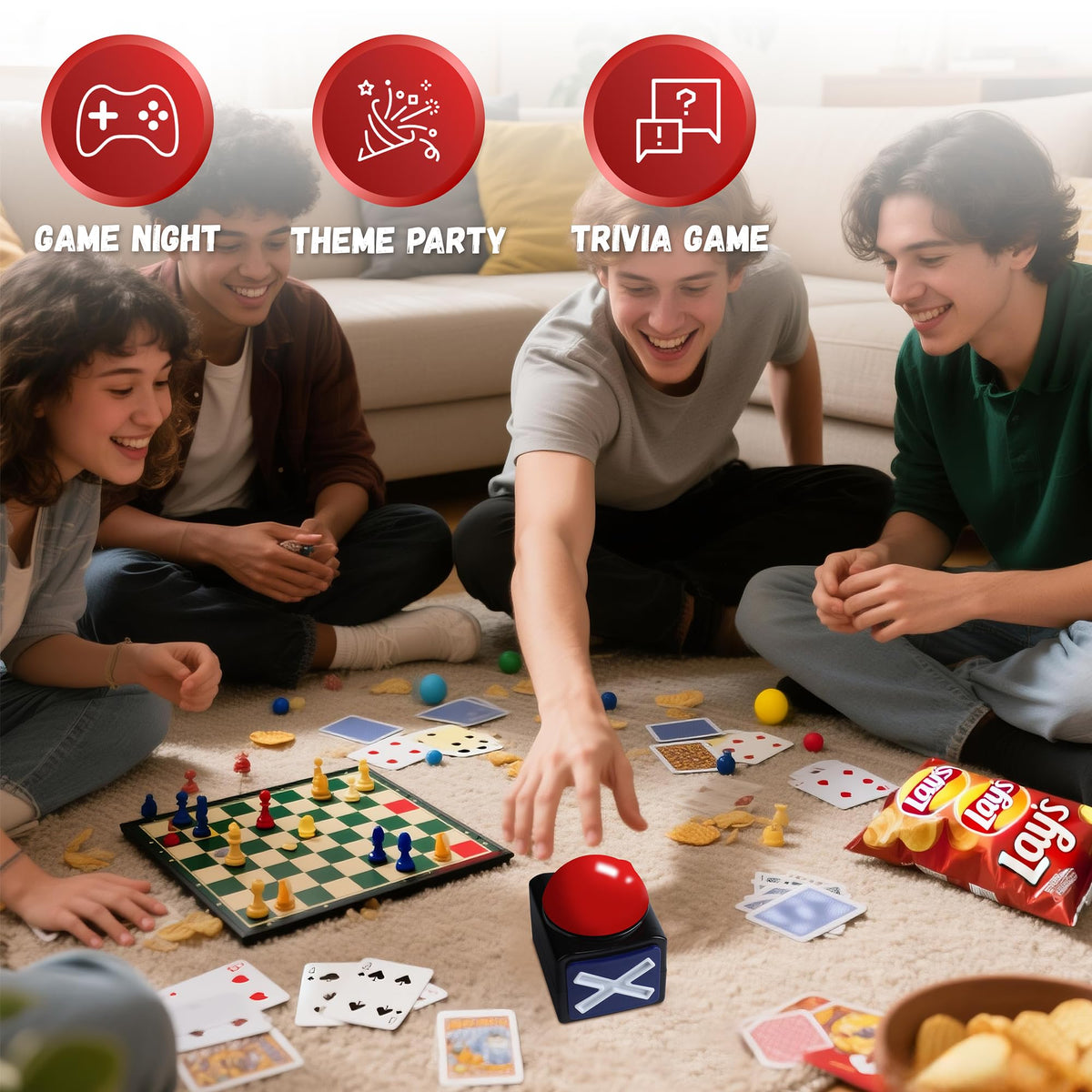REFARICO 2Pcs Game Buzzers with Lights & Sound – Quiz Buzzers for Family, Classroom & Parties