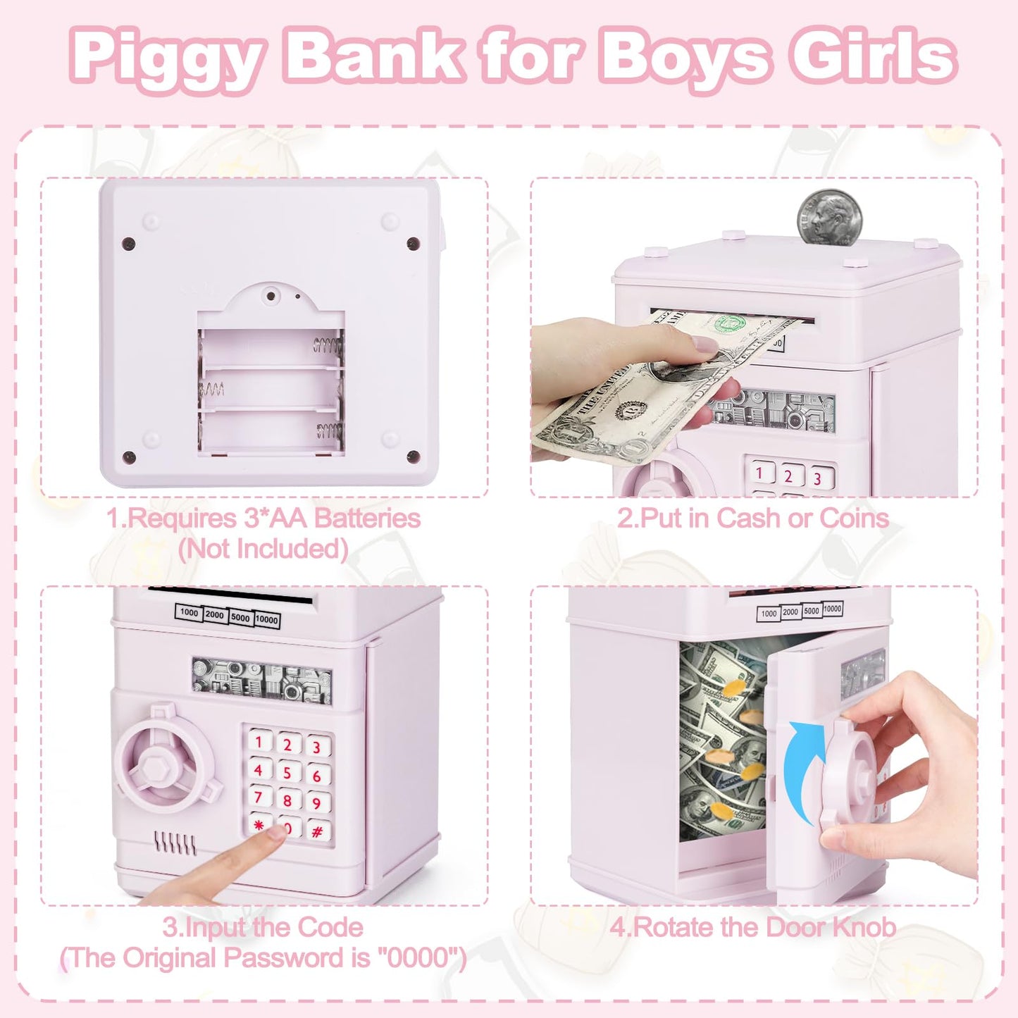 Refasy Electronic Piggy Bank – Password-Protected Money Box for Kids 3+