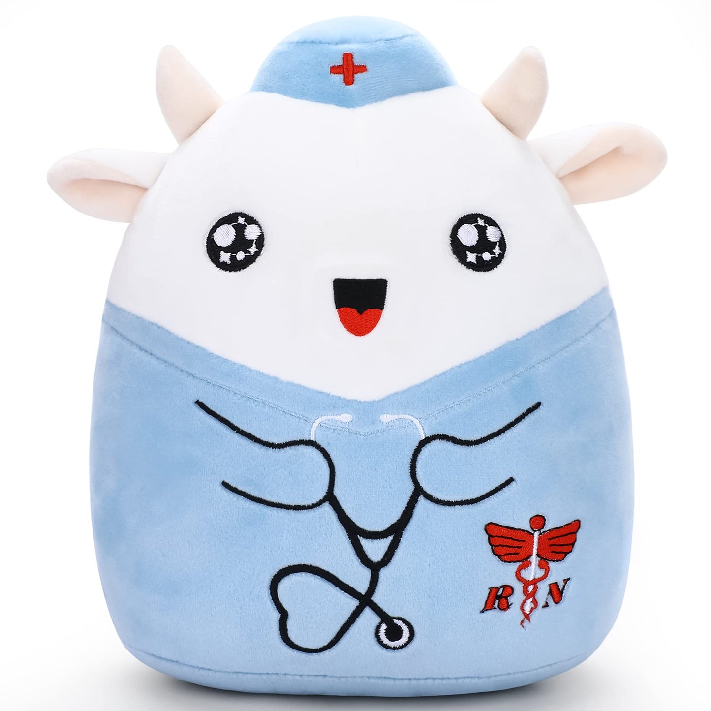 Refavor Nurse Cow Plush 8-Inch – Navy RN Hat Gift for Nurses, Students & Graduation