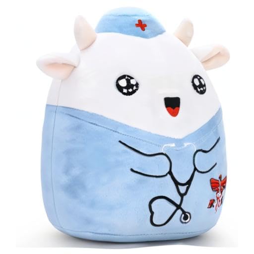 Refavor Nurse Cow Plush 8-Inch – Navy RN Hat Gift for Nurses, Students & Graduation