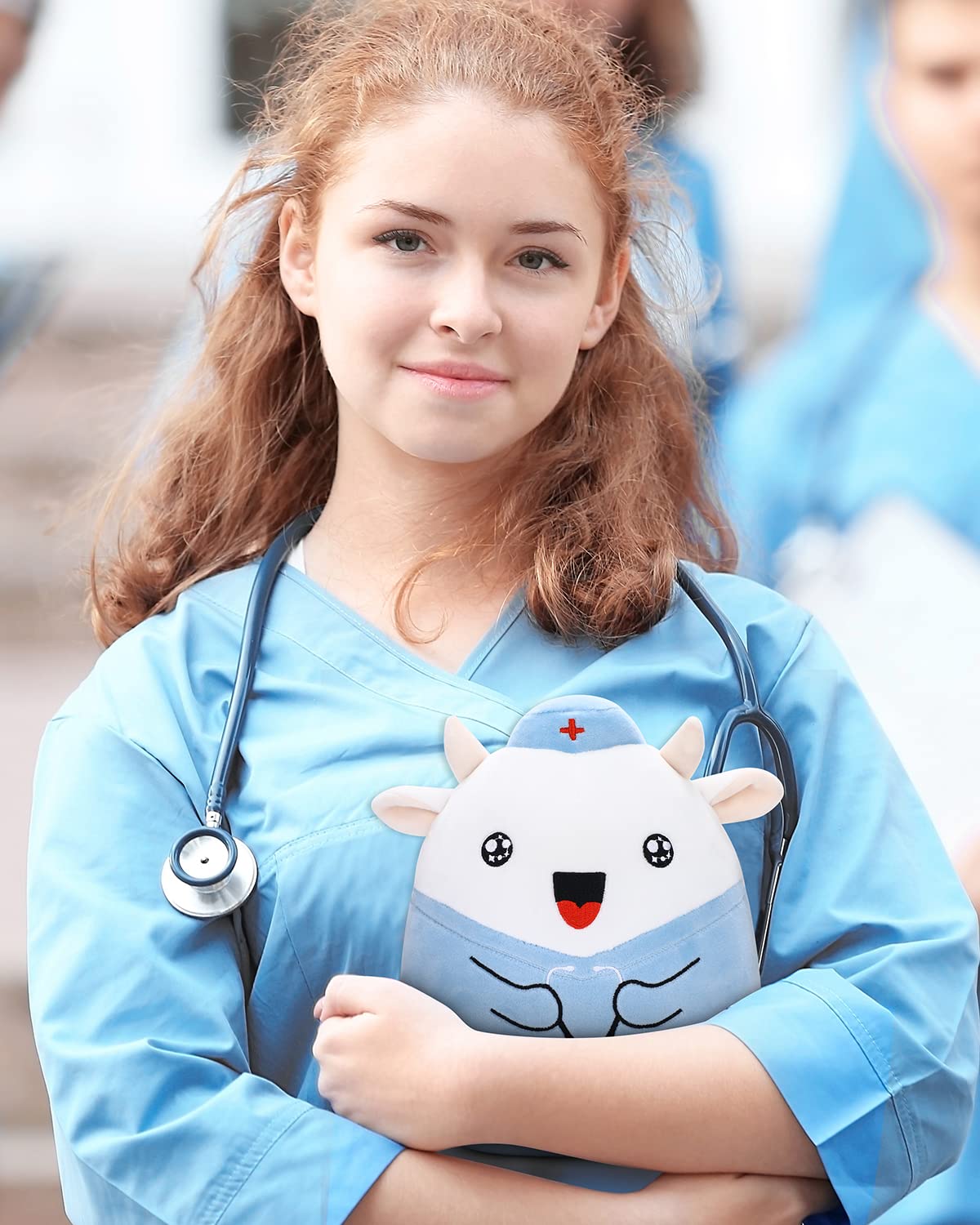 Refavor Nurse Cow Plush 8-Inch – Navy RN Hat Gift for Nurses, Students & Graduation