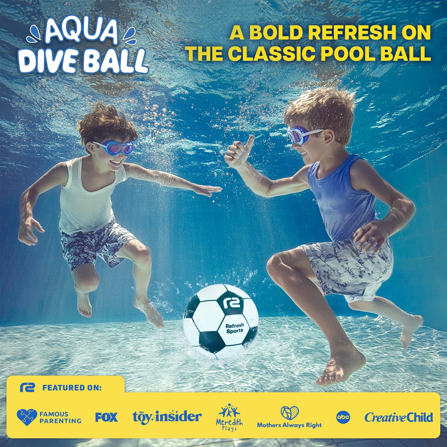 Refresh Sports Aqua Dive Ball – Underwater Pool Soccer Toy for Kids 8-12