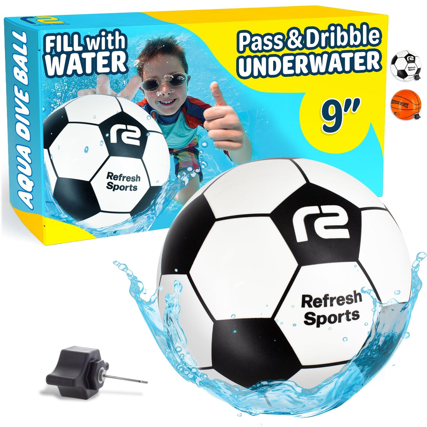Refresh Sports Aqua Dive Ball – Underwater Pool Soccer Toy for Kids 8-12