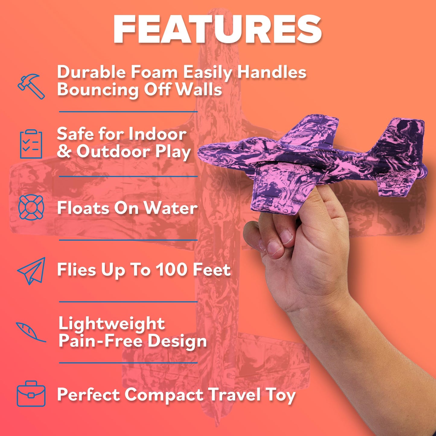 Refresh Sports Foam Airplanes for Kids – Durable EVA Foam Gliders for Ages 4+ | Outdoor Fun & Gifts