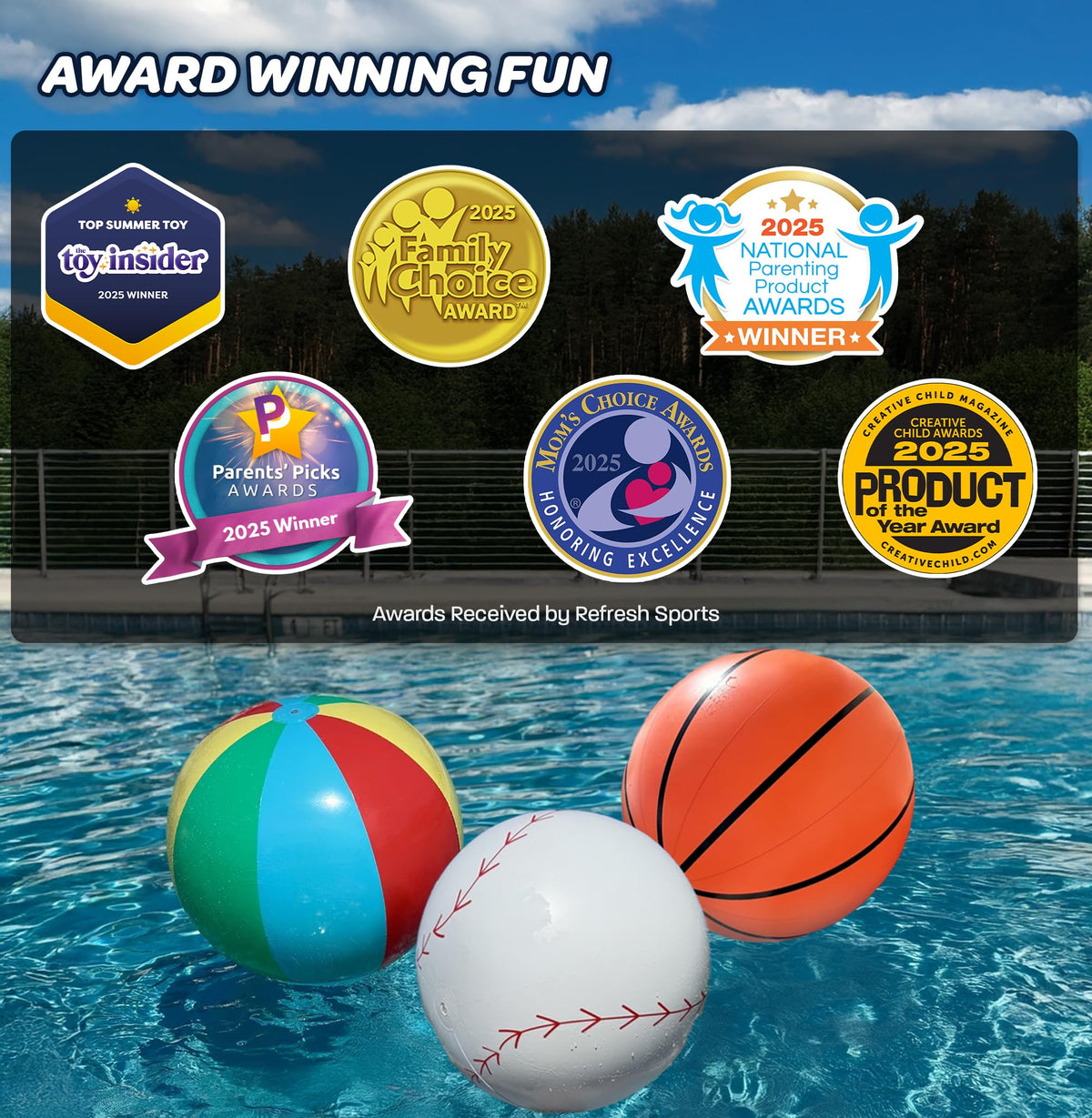 Refresh Sports Giant 27 Inch Beach Ball — Large Inflatable Pool Toy & Outdoor Gift