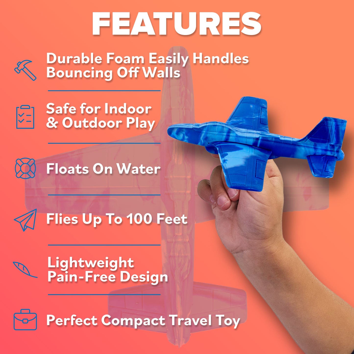 Refresh Sports Airplane Toy Foam Planes – EVA Foam Gliders for Kids, Easy Throwing, Easter Gift (Ages 4-9+)