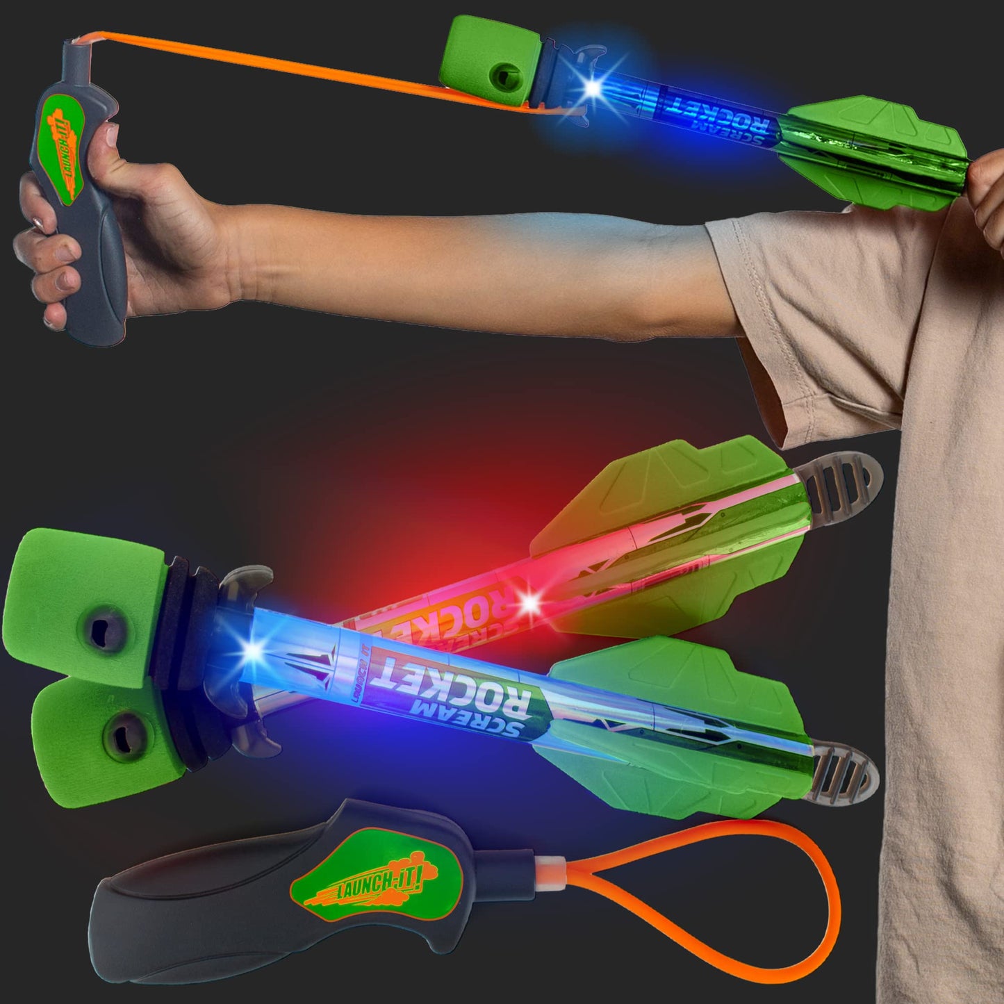 Refresh Sports Light Up Foam Rocket Toys – LED Rocket Launcher for Outdoor Fun (Ages 8+)