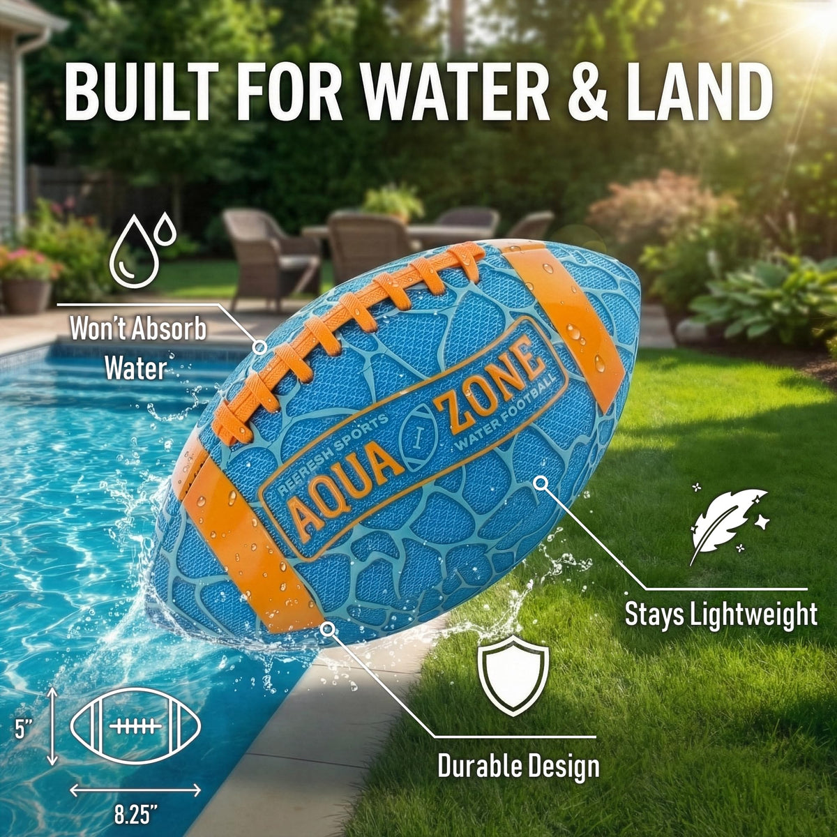 Refresh Sports Water Football – Easy-Grip Pool & Beach Toy for All Ages