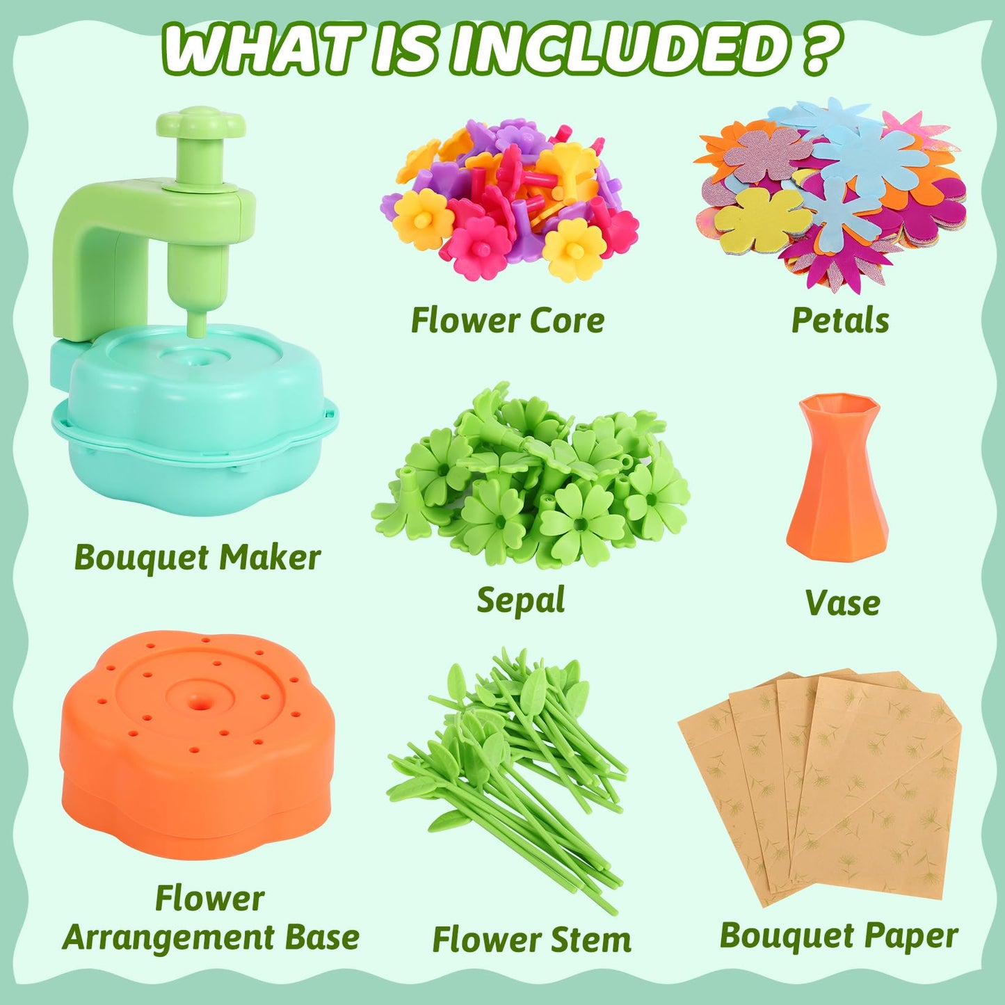 REFTTENW Flower Craft Kit for Kids | DIY Bouquet Making Set for Ages 4-10