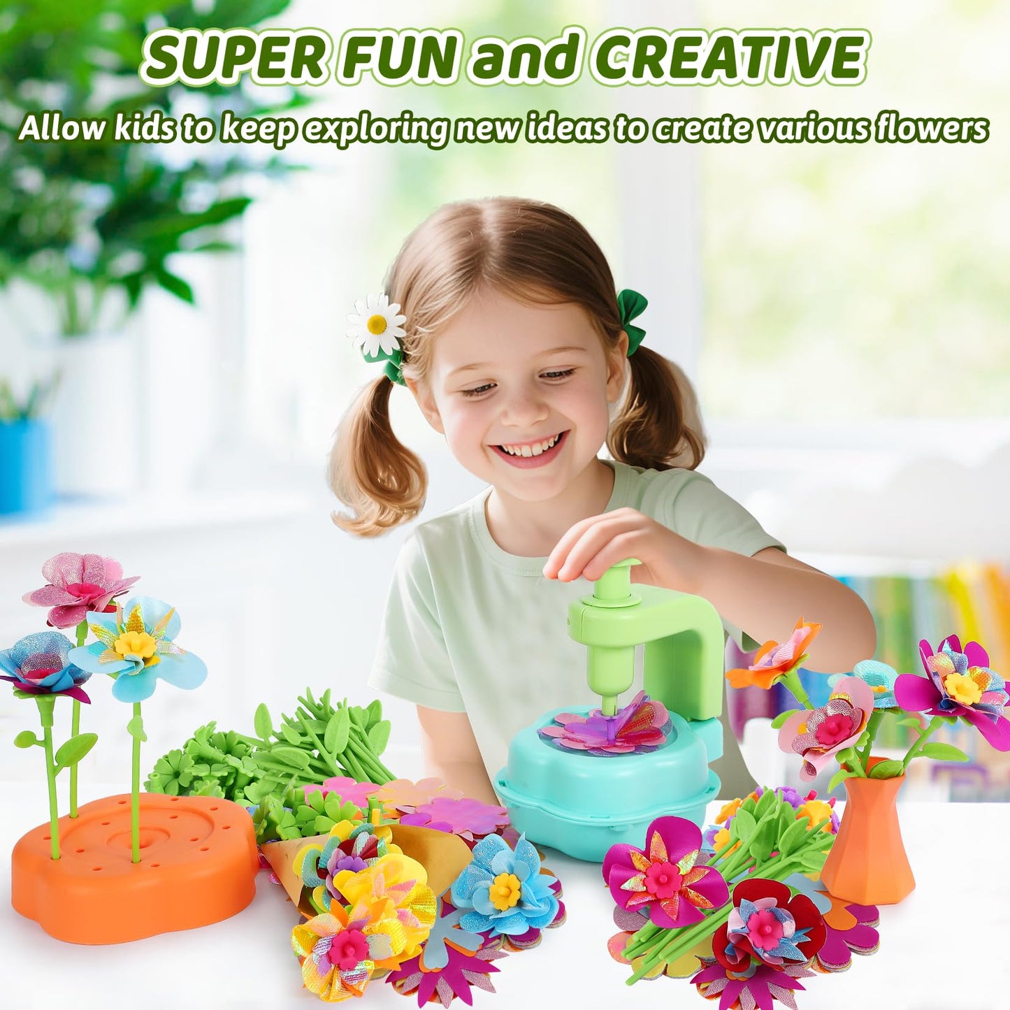 REFTTENW Flower Craft Kit for Kids | DIY Bouquet Making Set for Ages 4-10