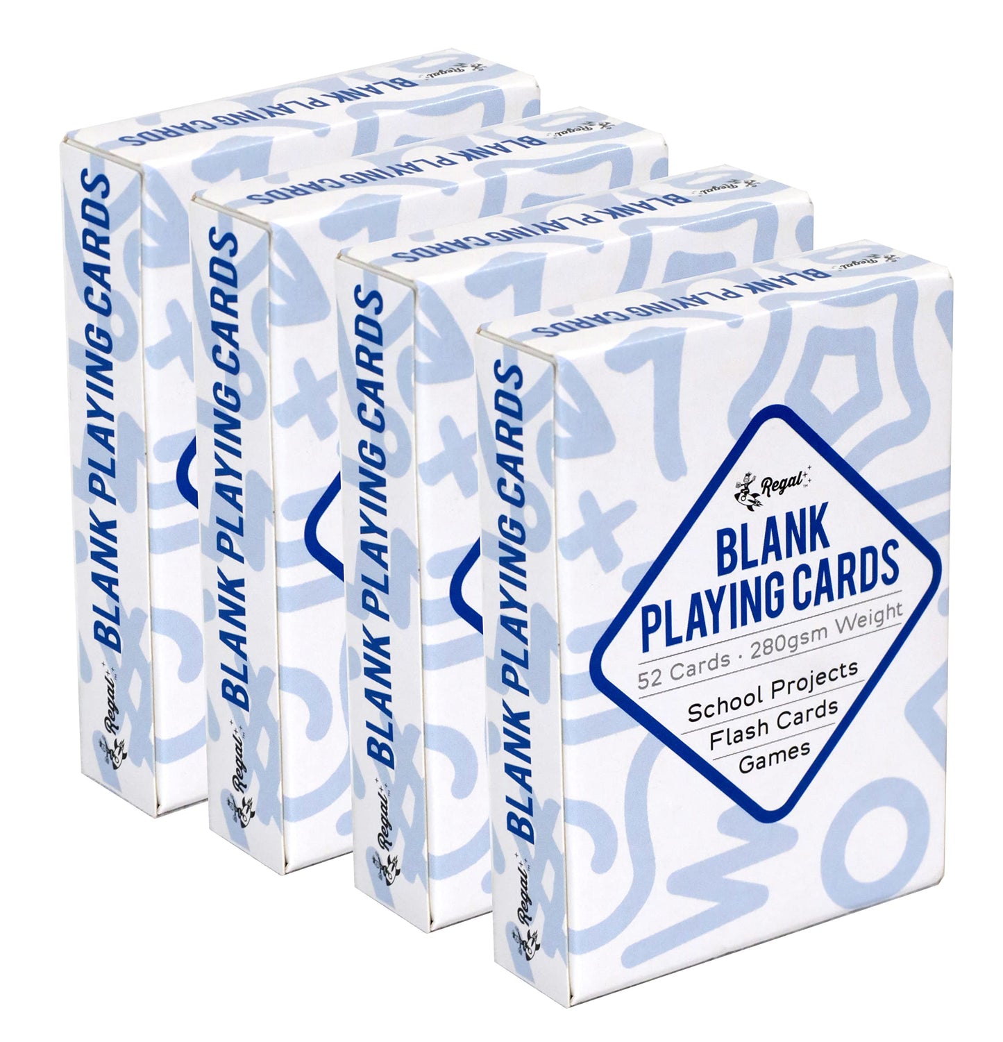 Regal Games 208 Blank Playing Cards – Write-On Decks, 2.5 x 3.5 in, 4 Packs of 52