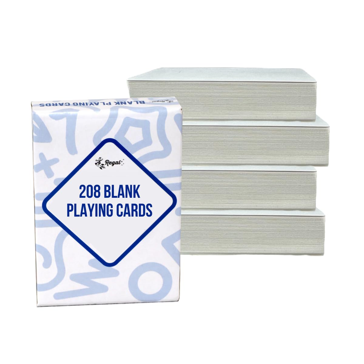 Regal Games 208 Blank Playing Cards – Write-On Decks, 2.5 x 3.5 in, 4 Packs of 52