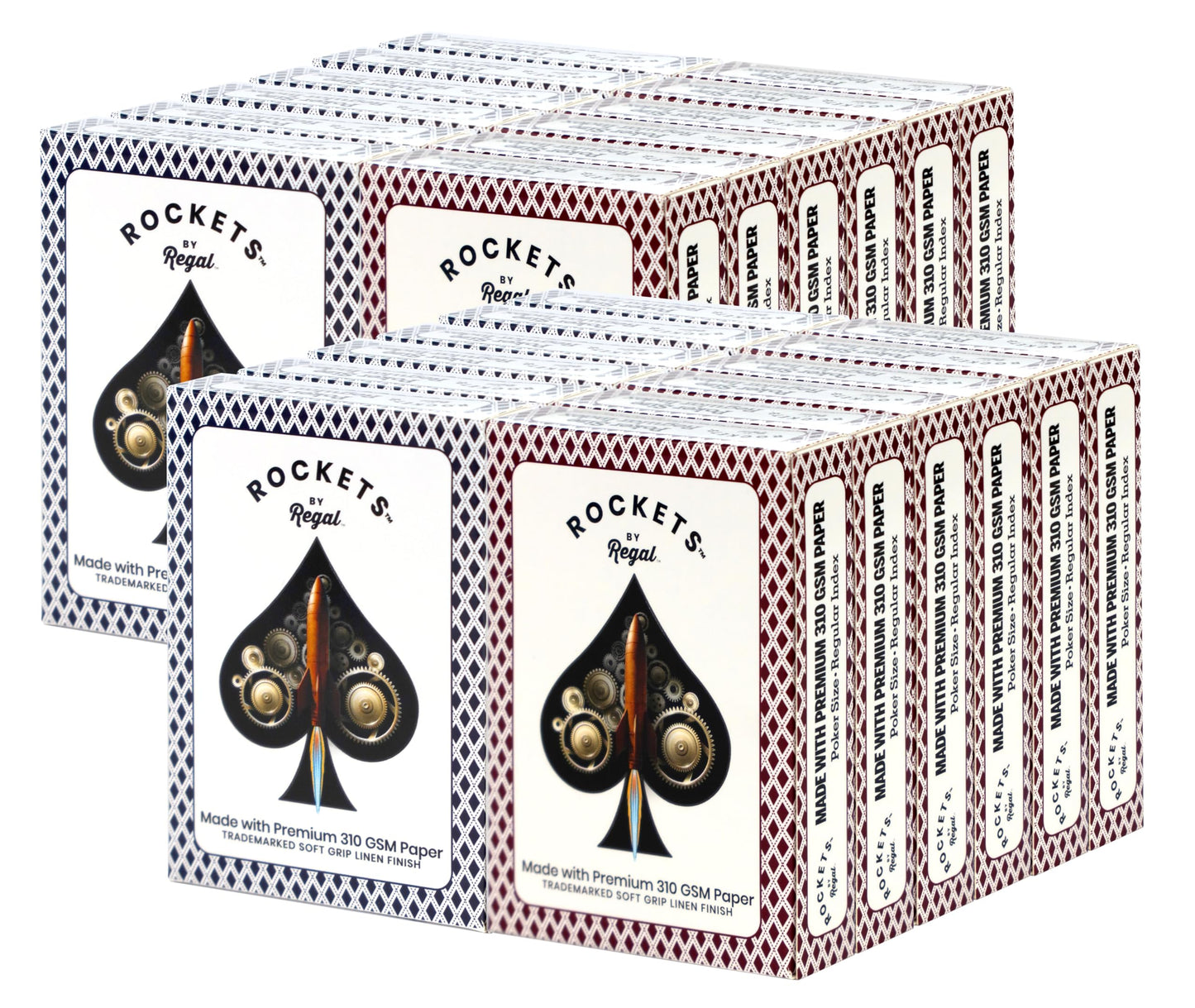 Regal Games 24 Decks Rockets Bulk Playing Cards Set – Poker Size, 310 GSM Linen Finish
