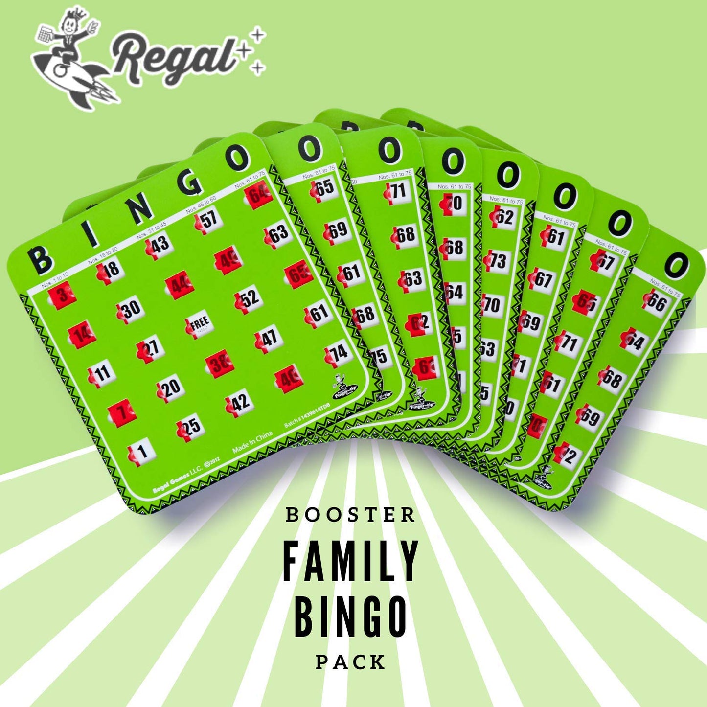 Regal Games Bulk Bingo Cards with Sliding Windows – Reusable Large-Print 8 Pack (Green)