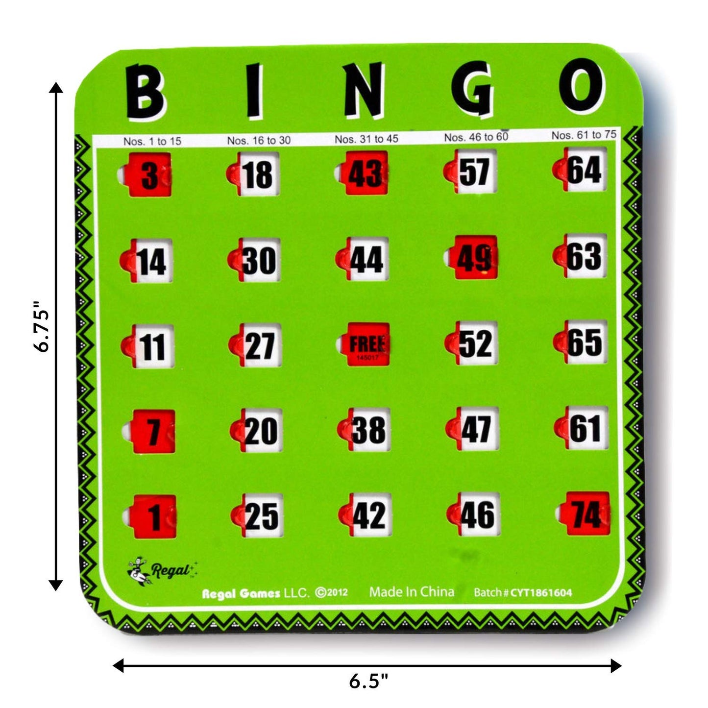 Regal Games Bulk Bingo Cards with Sliding Windows – Reusable Large-Print 8 Pack (Green)