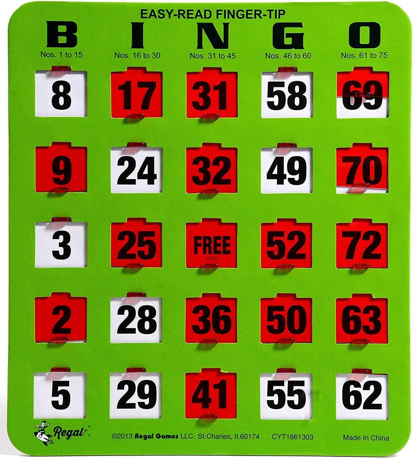 Regal Games Bulk Bingo Cards with Sliding Windows – Large-Print, Reusable 100 Pack (Green)