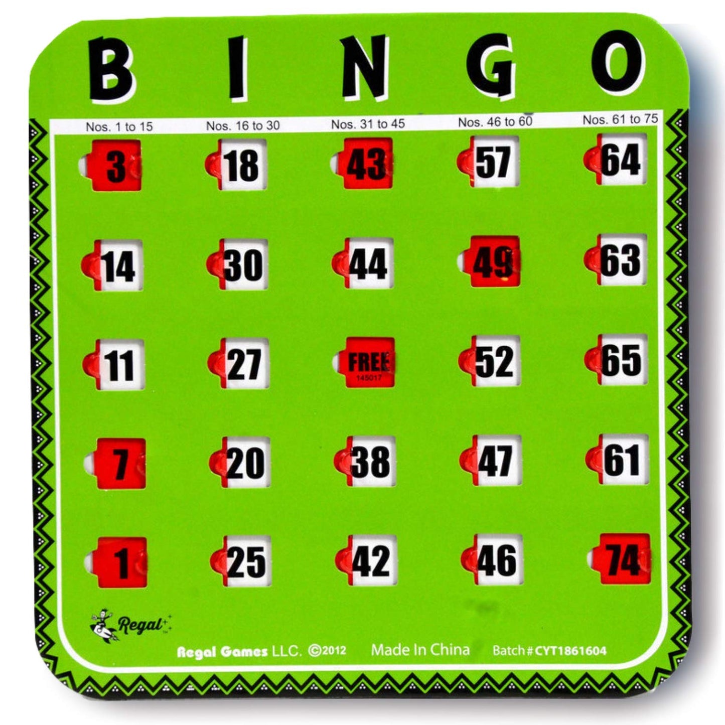 Regal Games Bulk Bingo Cards with Sliding Windows – Reusable Large-Print 8 Pack (Green)
