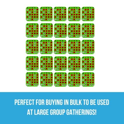 Regal Games Bulk Bingo Cards with Sliding Windows – Reusable Large-Print Green 25 Pack