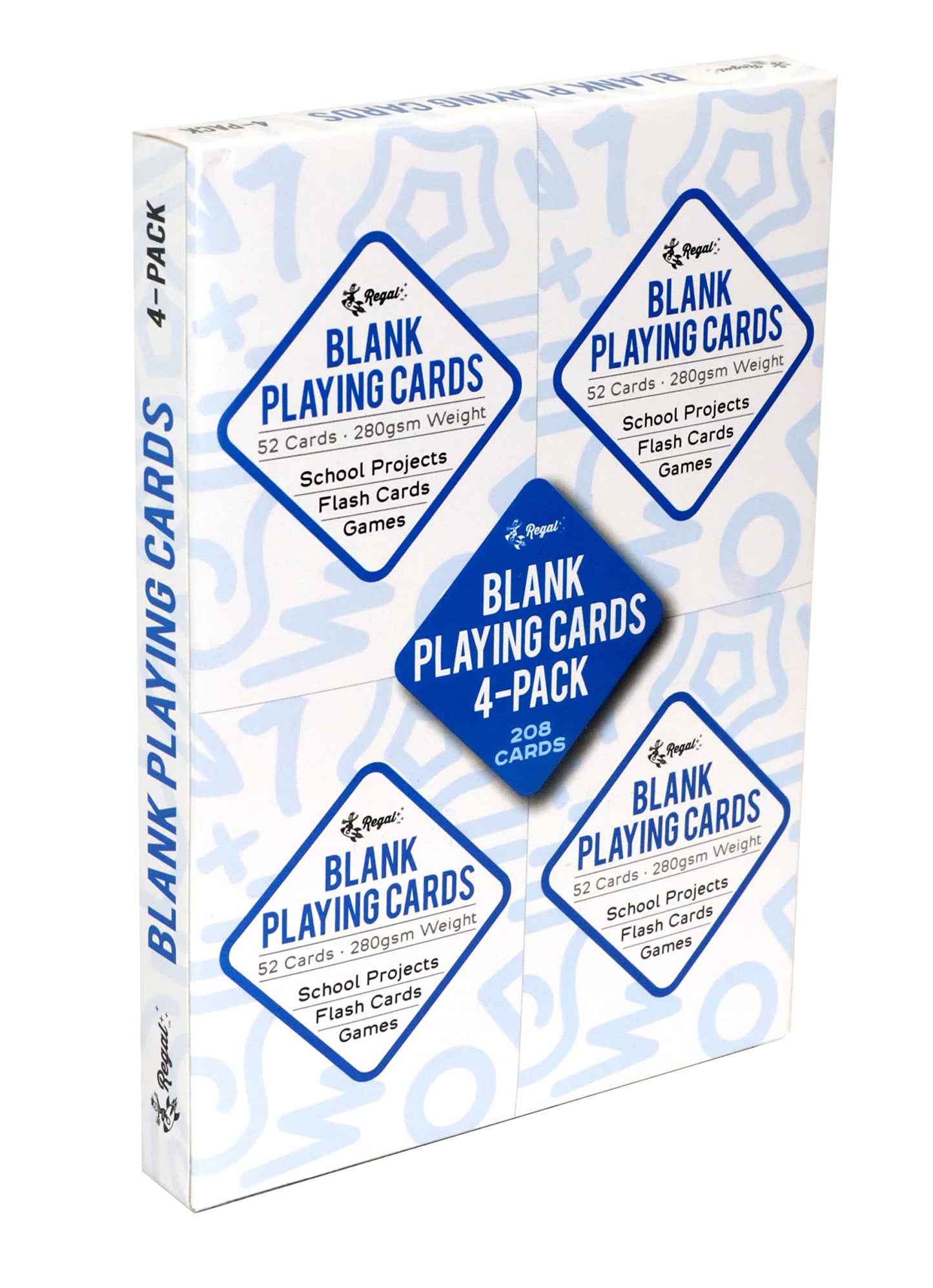 Regal Games 208 Blank Playing Cards – Write-On Decks, 2.5 x 3.5 in, 4 Packs of 52