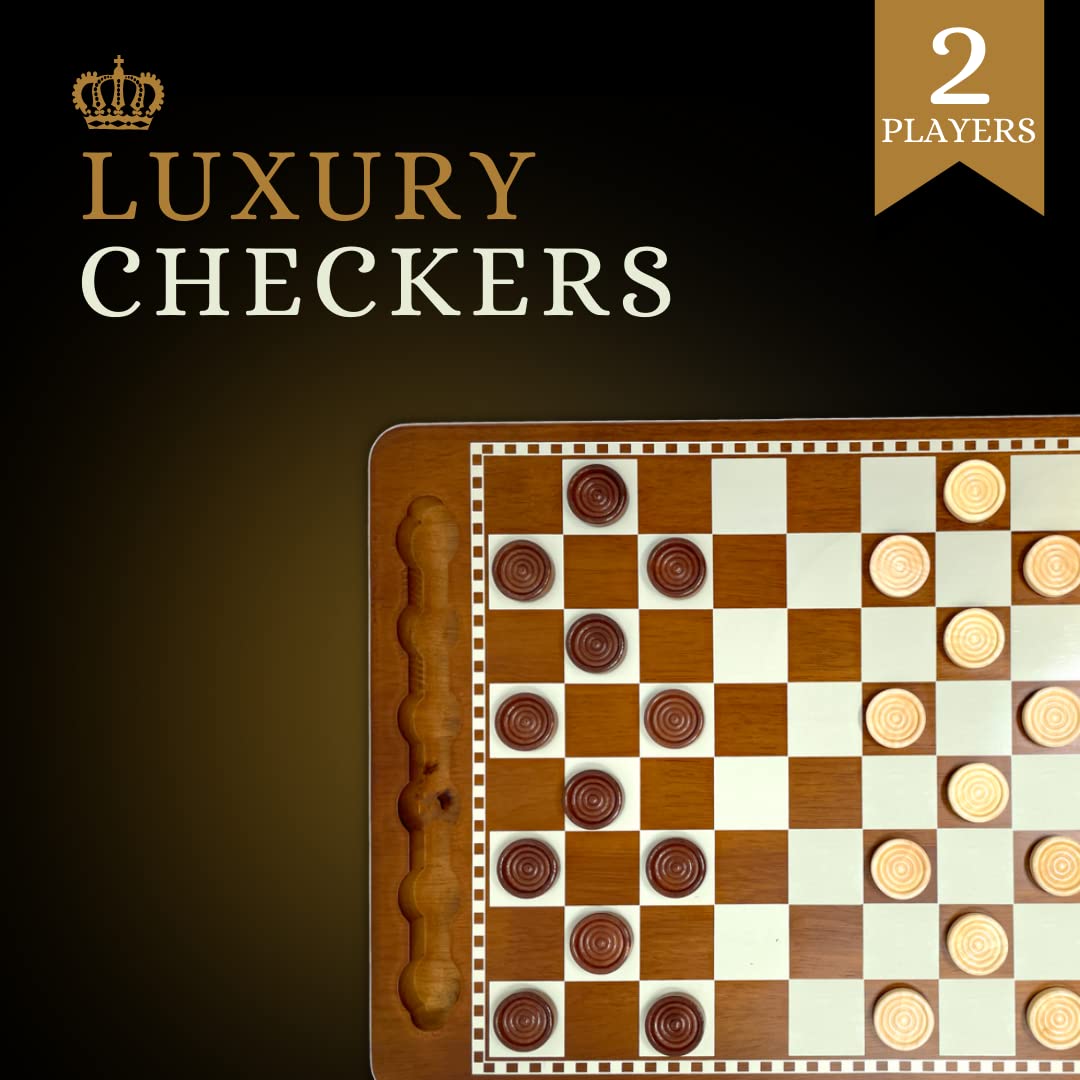 Regal Games Luxury Checkers Board Game – Classic Wood Set with 24 Pieces (Ages 8+)
