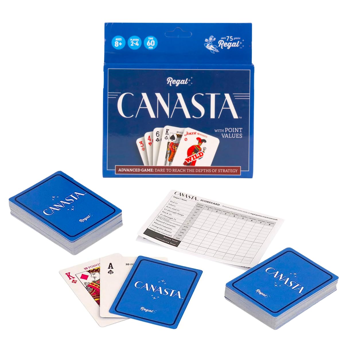 Regal Games Canasta Cards Set for Adults – 2 Decks, 54 Cards Each