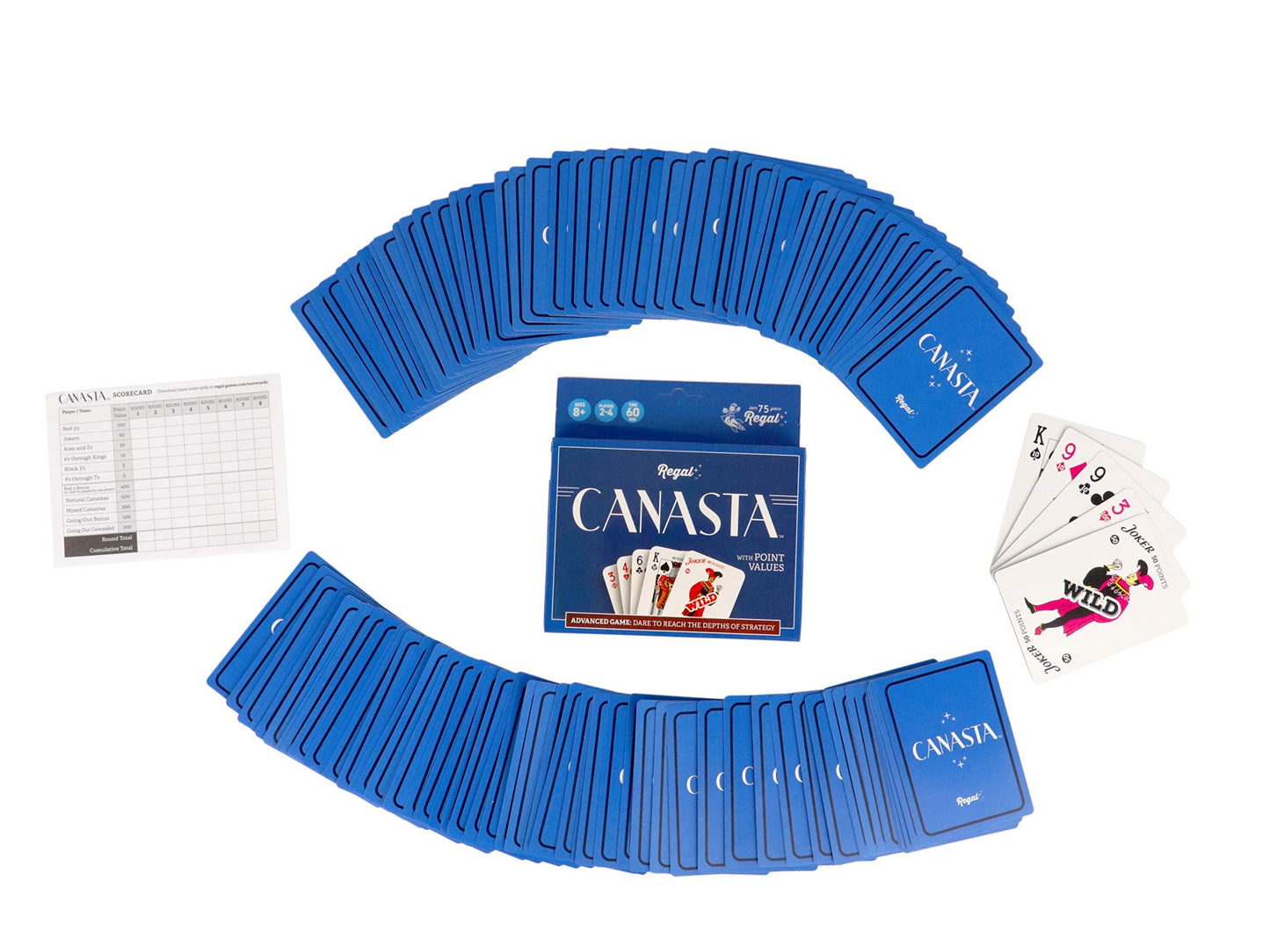 Regal Games Canasta Cards Set for Adults – 2 Decks, 54 Cards Each