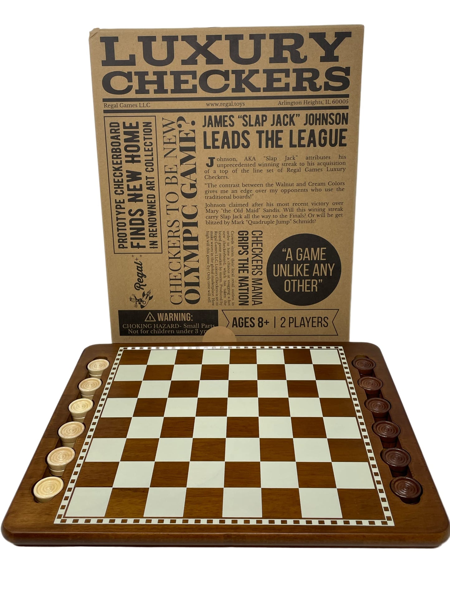 Regal Games Luxury Checkers Board Game – Classic Wood Set with 24 Pieces (Ages 8+)