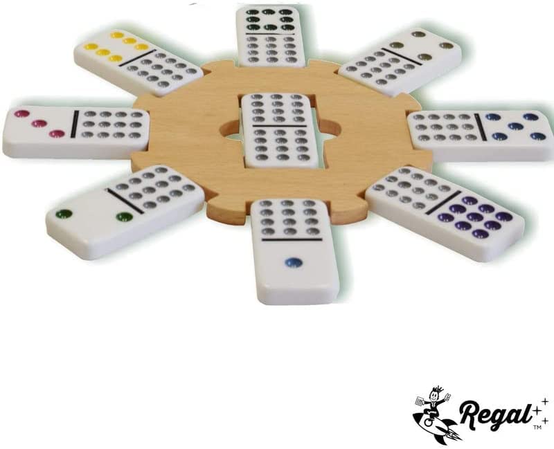 Regal Games Mexican Train Double 15 Dominoes Set – 136 Tiles, 8 Metal Trains, 2-8 Players, Ages 8+