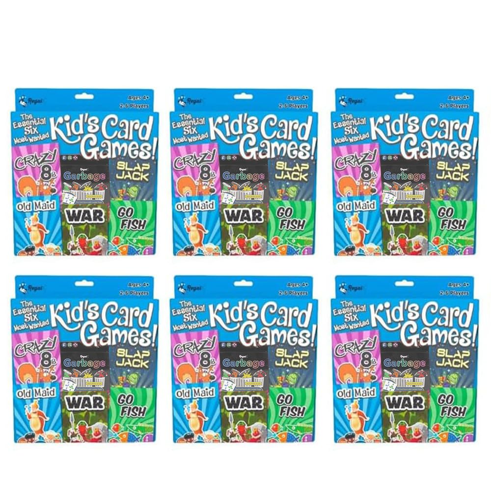 Regal Games Card Games for Kids — Go Fish, Crazy 8's, Old Maid, Slap Jack, War & Memory Match (6 in 1)