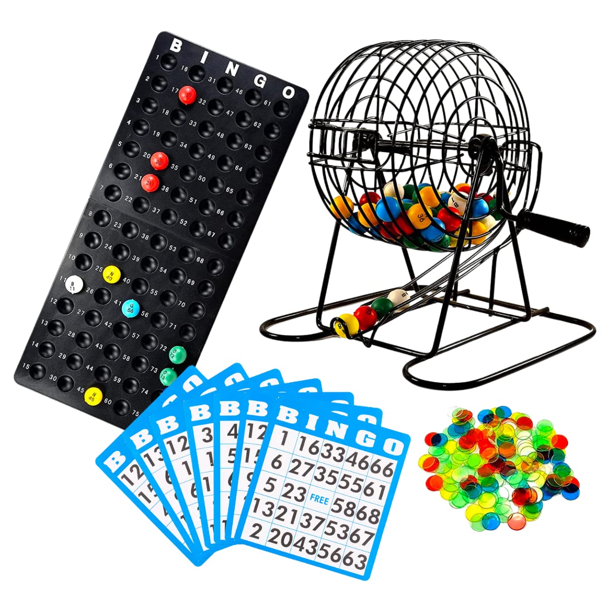 Regal Games Deluxe Bingo Game Set – Cage, Board, Balls, 18 Cards & Chips