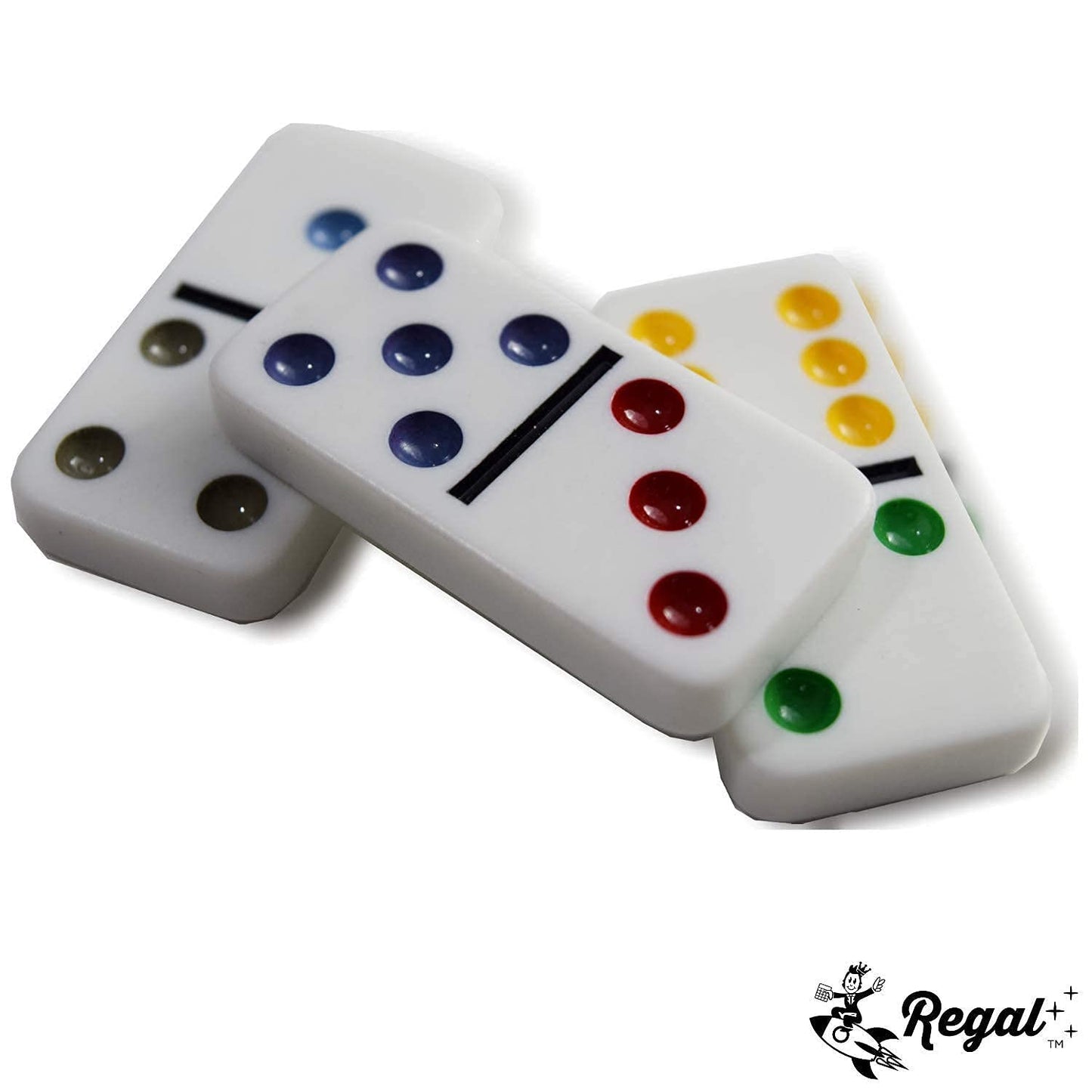 Regal Games Double 6 Dominoes Set – 28 Colored Tiles for 2-4 Players