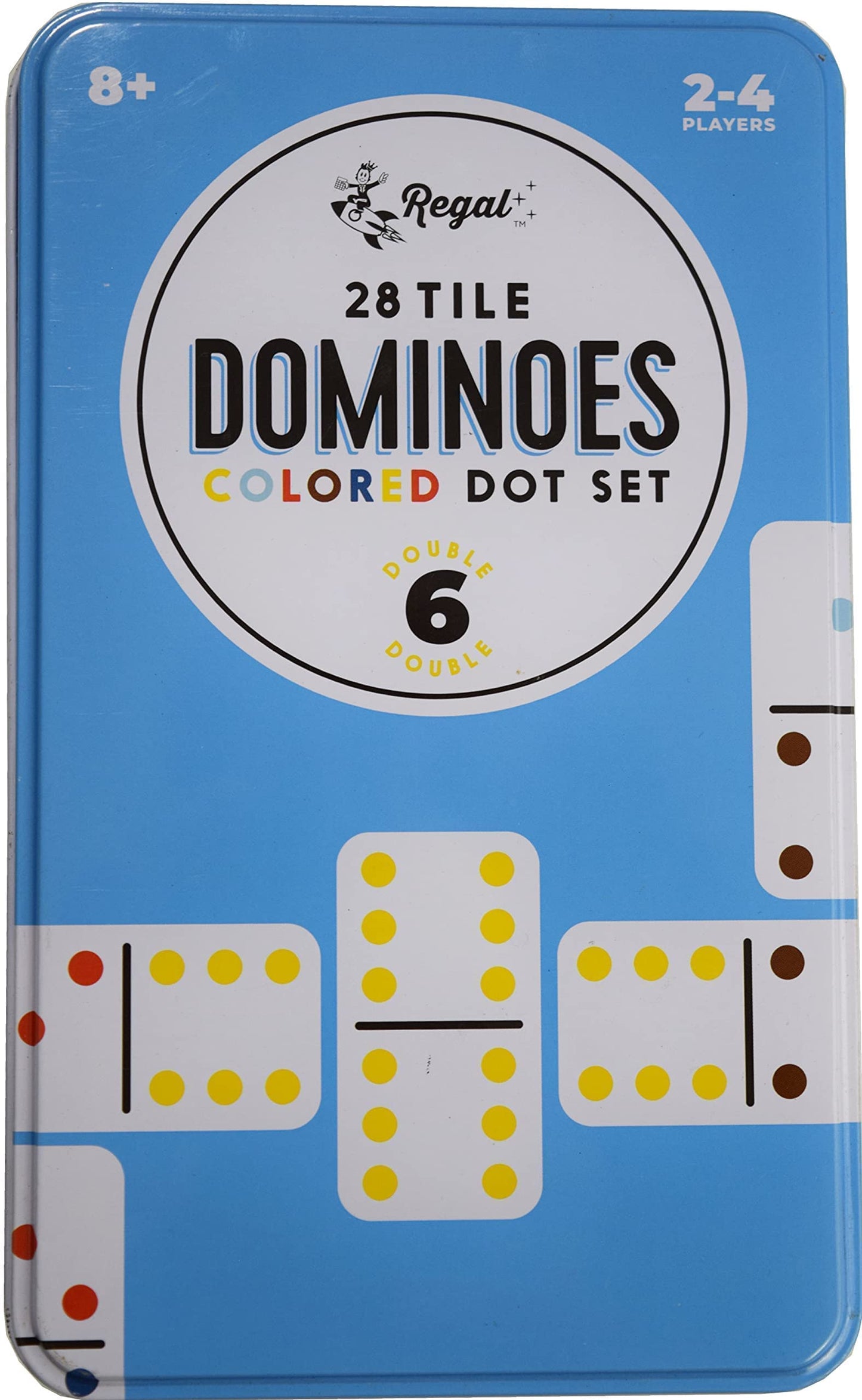 Regal Games Double 6 Dominoes Set – 28 Colored Tiles for 2-4 Players