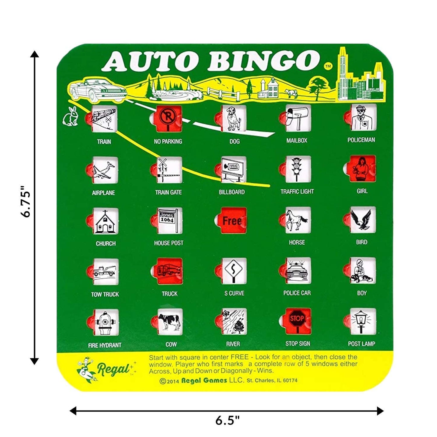 Regal Games Finger-Tip Shutter Bingo Cards with Sliding Windows (4-Pack, Green)