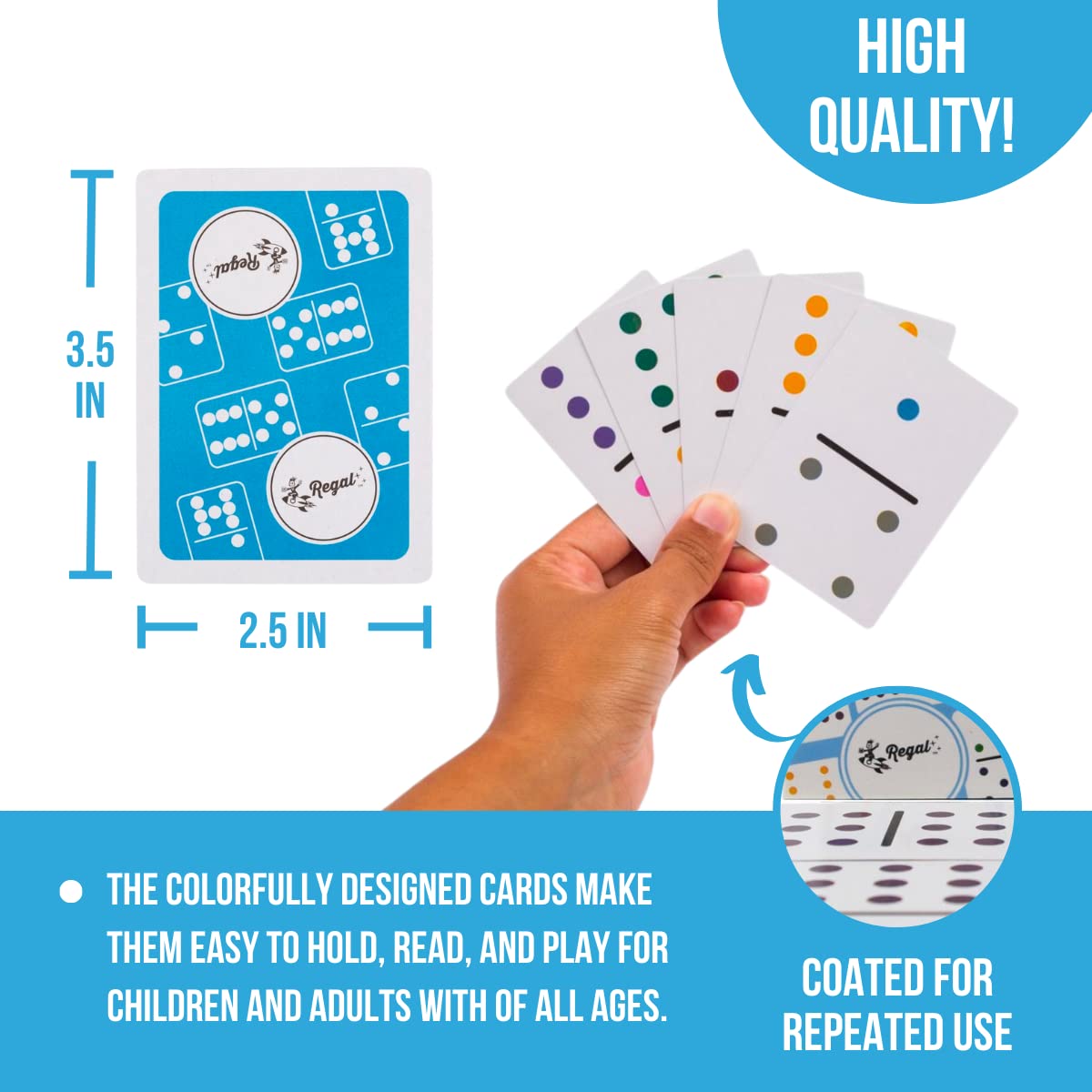 Regal Games Double 9 Domino Playing Cards – Colorful Dots Deck, Family-Friendly 2-8 Players, Ages 8+