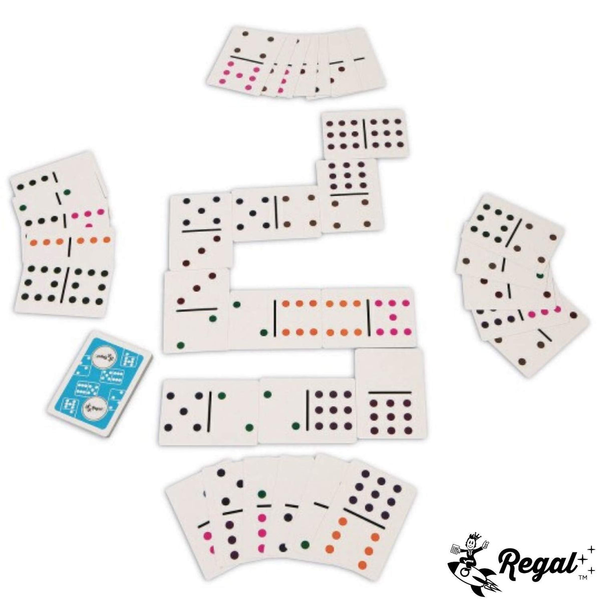 Regal Games Double 9 Domino Playing Cards – Colorful Dots Deck, Family-Friendly 2-8 Players, Ages 8+