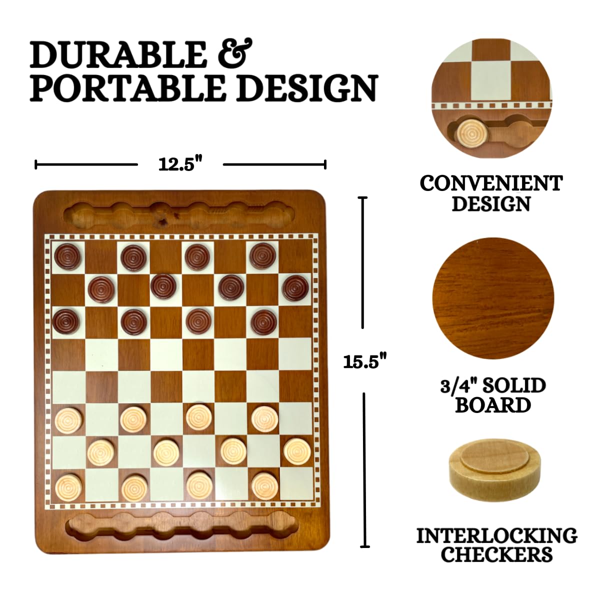 Regal Games Luxury Checkers Board Game – Classic Wood Set with 24 Pieces (Ages 8+)