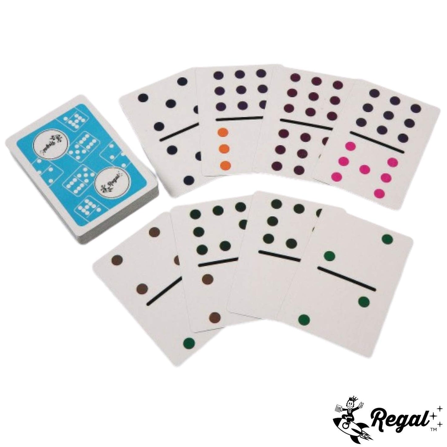 Regal Games Double 9 Domino Playing Cards – Colorful Dots Deck, Family-Friendly 2-8 Players, Ages 8+