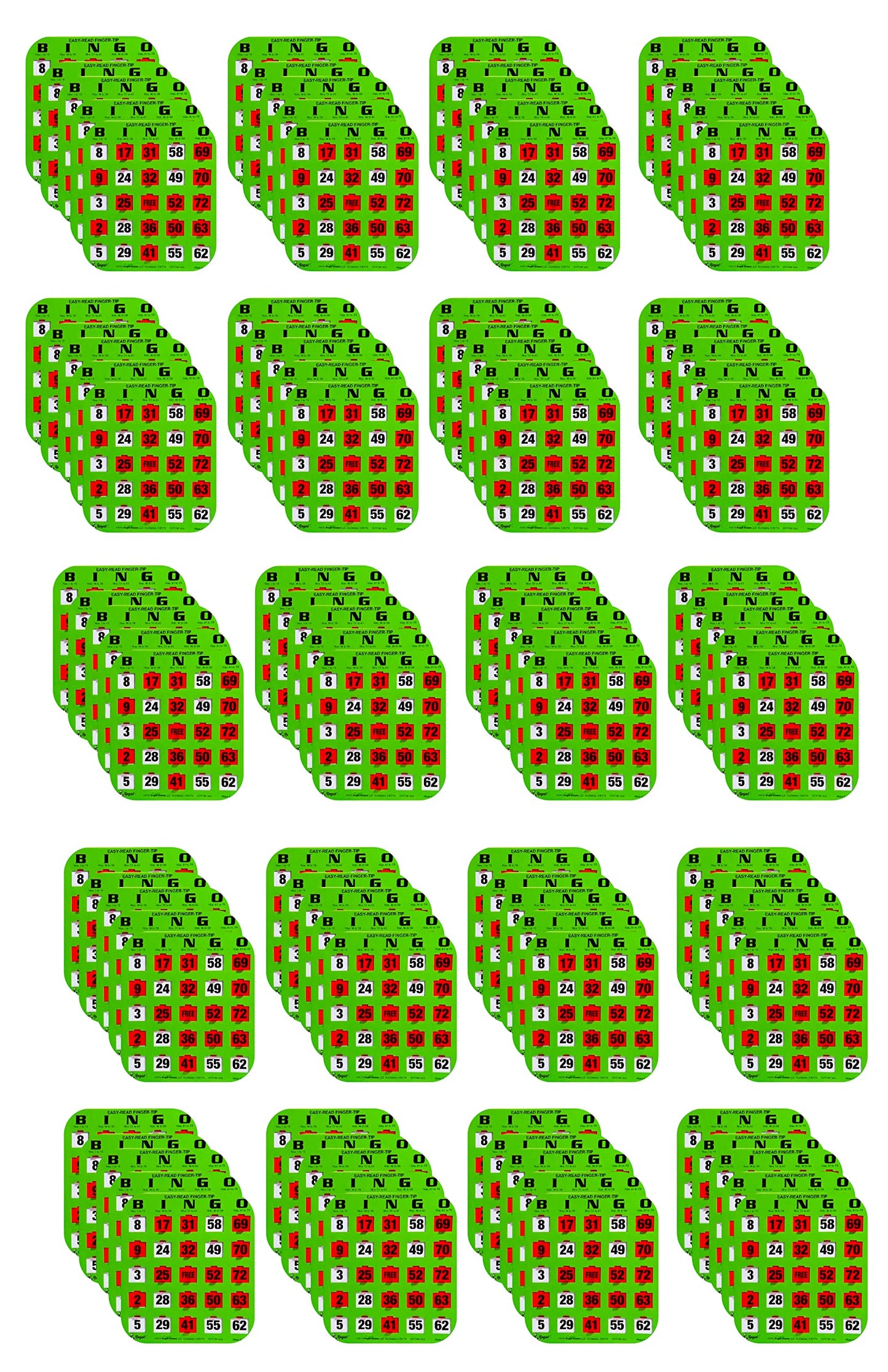 Regal Games Bulk Bingo Cards with Sliding Windows – Large-Print, Reusable 100 Pack (Green)